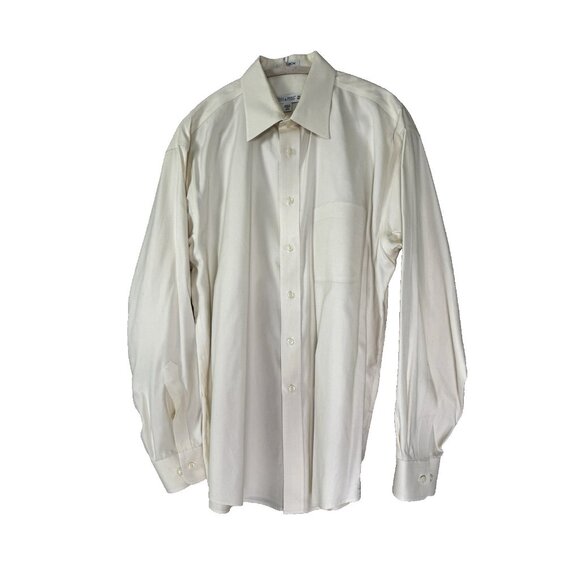 Mens 16.5 34/35 Ivory Cream Button Down Dress Shirts Set Lot Bundle Of 3 Classic - Picture 13 of 16